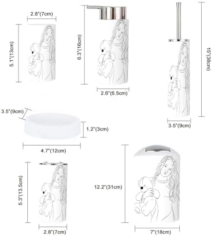 6 Piece Bathroom Accessory Set with Toy Bear Design