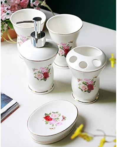 Tauzveok 5 Pcs Bathroom Accessories Set Pink