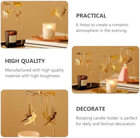 Ciieeo Christmas Jewelry Set - Taper Candle Holder Rotating Christmas Candle Countries