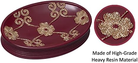 4pc Elegant Rose Accessory Set - Burgundy Bathroom Accessories