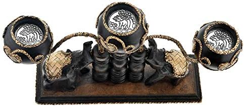 AeraVida Unique Handcarved Thai Elephant Candle Holder with 3 Candles