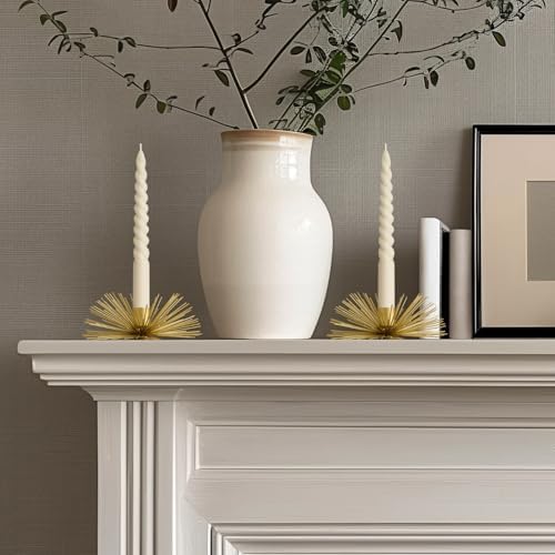 Vibing Gold Metal Starburst Candle Stick Holders Set
