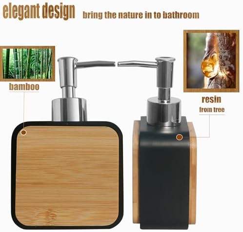 LUANT Bathroom Accessories Set Black with Bamboo