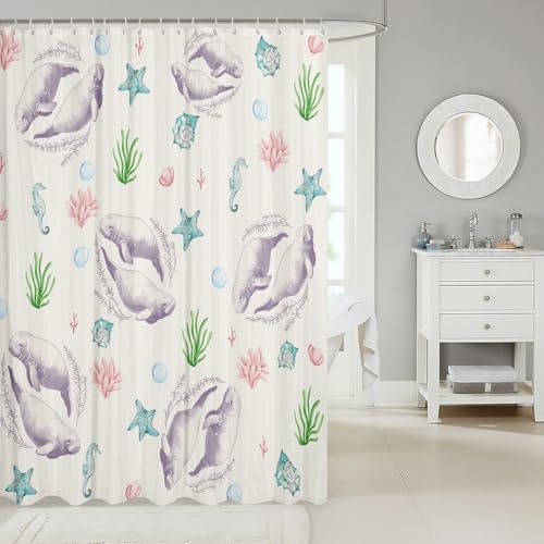 Seaweed_tail Kawaii 72x72 Premium Marine Bathroom Shower Curtain
