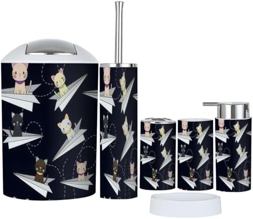 Cartoon Airplane 6-Piece Compact Bathroom Set
