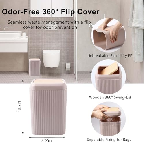 Elegant 10-Piece Bathroom Organizer Set with Bamboo Leather Features