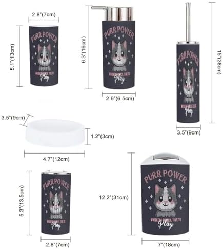 Stylish 6-Piece Cat-Themed Bathroom Set