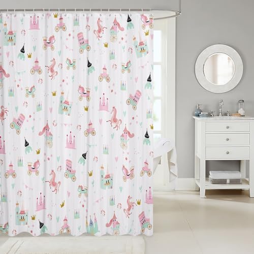 Feelyou Kids Princess Shower Curtain with 12 Hooks