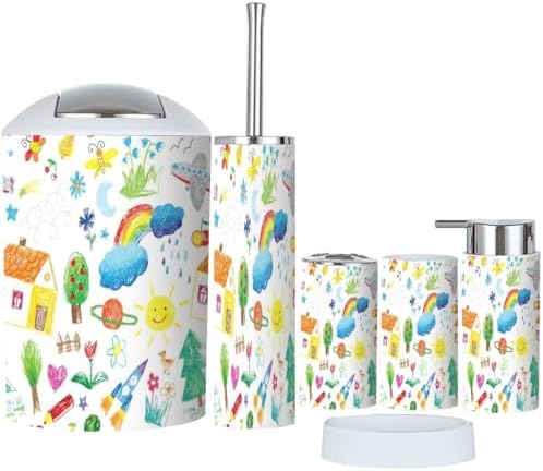 Bathroom Accessory Set - 6 Piece - Durable Design