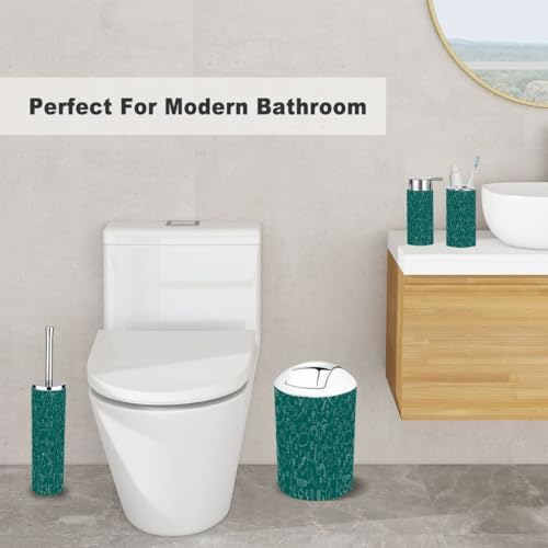 6 Piece Kids Bathroom Accessory Set White and Green