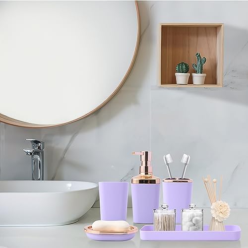 Complete Bathroom Accessories Collection Purple Bath Set with Essential Pieces