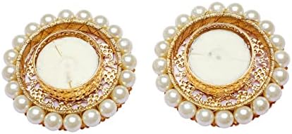 4-Piece Pearl Moti Design White Candle Holder Set
