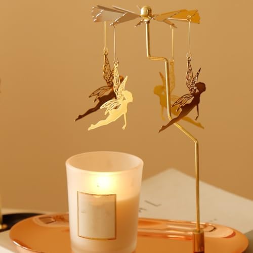 Ciieeo Christmas Jewelry Set - Taper Candle Holder Rotating Christmas Candle Countries