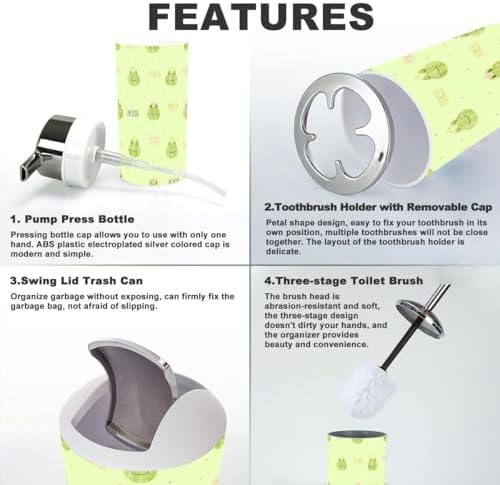 Bathroom Accessories Set 6 Pcs Princess Frogs Toothbrush Holder Soap Dispenser Set