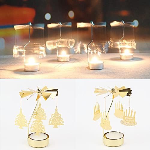 Eforcase Metal Gold Rotating Candle Holder