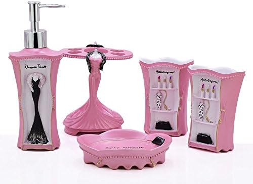 Luxeux 5-Piece Bathroom Accessories Set Pink