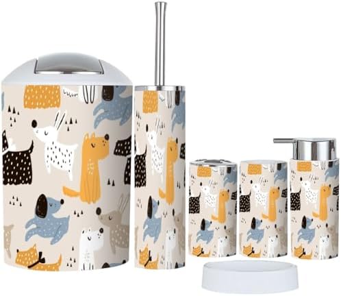 Scandinavian Style 6 Piece Bathroom Accessory Set