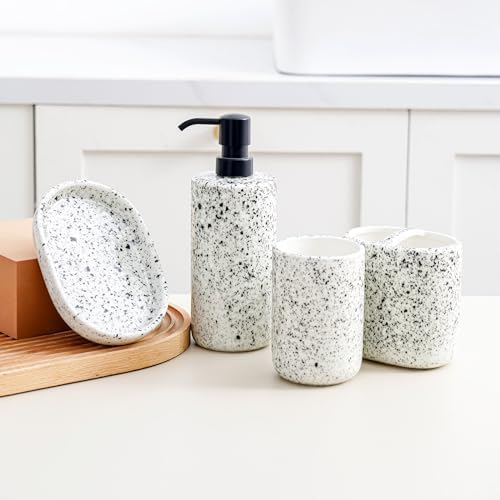 Rich Leisure Bathroom Accessory Set - 4-Piece Ink-Splattered Design