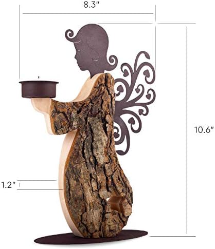 Wood Angel Tealight Candle Holder - Handcrafted Memorial Decor