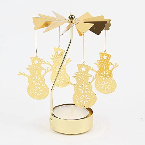2x Spinning Snowman Candle Holder Tea Lights Party Decor