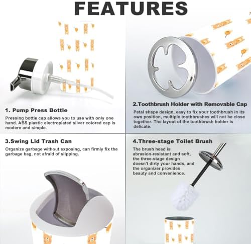 Cute Bear Bathroom Accessory Set for Kids and Adults