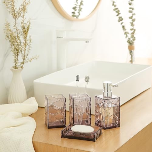 Rust-Free Acrylic Bathroom Accessories Set 5-Piece Lavender Purple