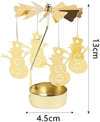 2x Spinning Snowman Candle Holder Tea Lights Party Decor