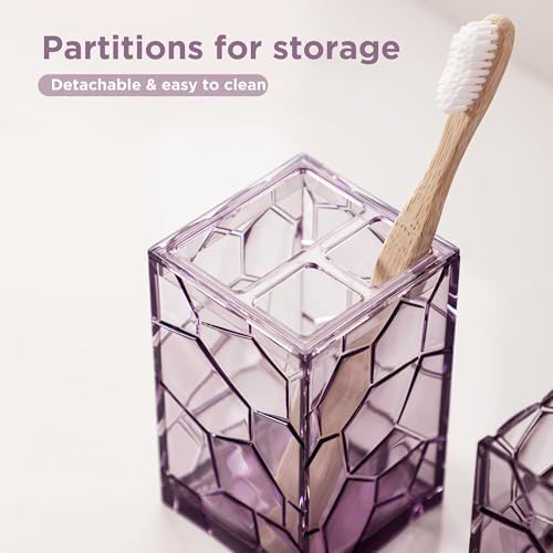 HBlife Bathroom Accessories Set with Lavender Purple Acrylic Containers