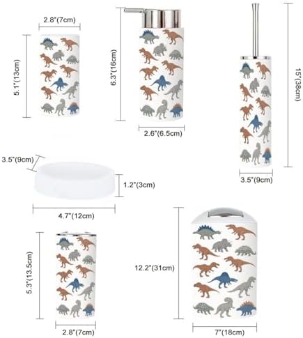 Cute Dinosaur Bathroom Accessory Set 6 Pieces