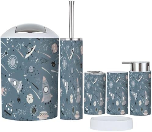 6-Piece Bathroom Accessory Set with Space Theme