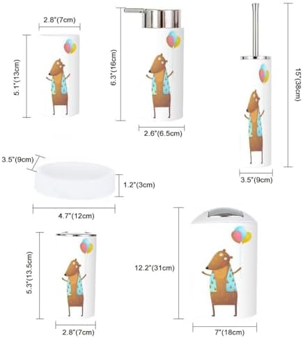 6 Piece Bathroom Accessories Set with Teddy Bear Balloons