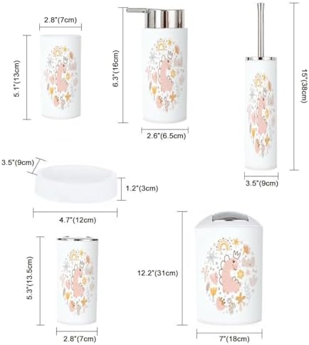Bathroom Accessory Set 6 Piece Durable Stylish Essential Kit for Tidiness
