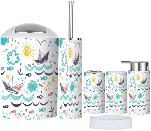 Bathroom Accessories Set 6 Pcs Durable Functional Decor 1