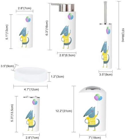 6-Piece Kids Bathroom Set Wolf Dog Balloons Pvc Dispenser