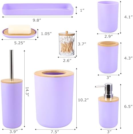 SLDIYWOW Purple Bathroom Accessories Set