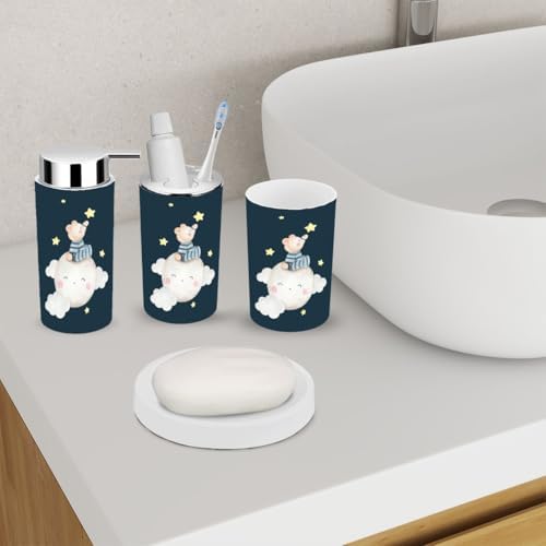 Cute Little Bear Bathroom Accessory Set 6 Piece