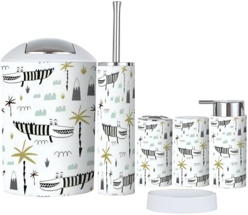 Bathroom Accessories Set 6 Pcs Durable Cute Alligator Design