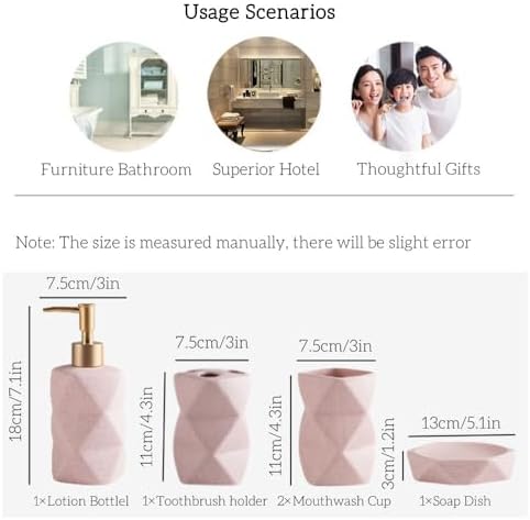 Modern Ceramics Pink Bathroom Accessory Set Collection