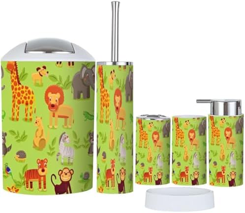 Bathroom Set Collection - 6-Piece Cartoon Animal Decorations