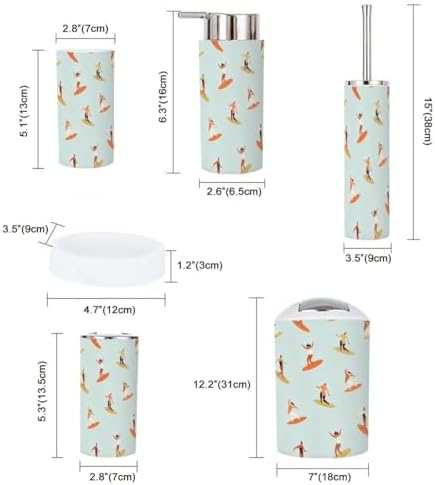 Surf Girl Bathroom Accessories Set 6 Pcs