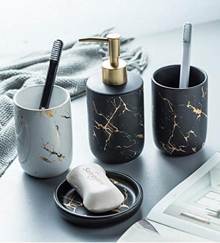 YYW Black Ceramic Bathroom Set - Sturdy and Stylish for Your Vanity