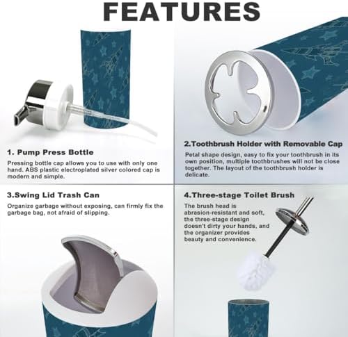 Bathroom Accessories Set 6 Pcs Space Theme