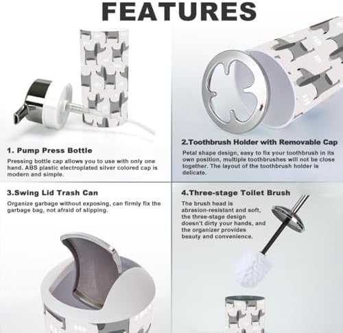 Bathroom Accessories Set 6 Pcs - Modern Dog Design for Kids Adults