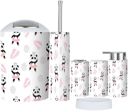 JBNJANKDAVCute Panda Bathroom Accessory Set 6 Pcs for Kids and Adults