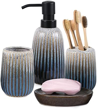 4-Piece Ceramic Bathroom Accessory Set with Gradient Design