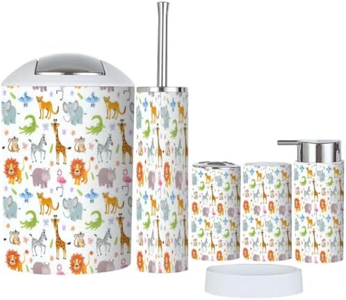 Bathroom Accessories Set 6 Pcs Cute Baby Animal Decor