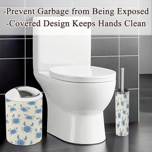 6-Piece Bathroom Set with Repeating Blue Crabs Durable Stylish