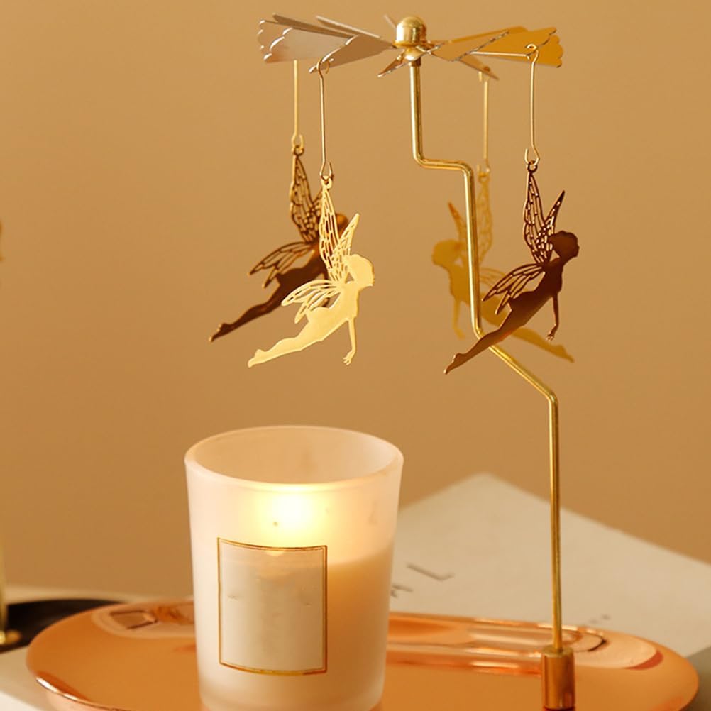 Ciieeo Christmas Jewelry Set - Taper Candle Holder Rotating Christmas Candle Countries