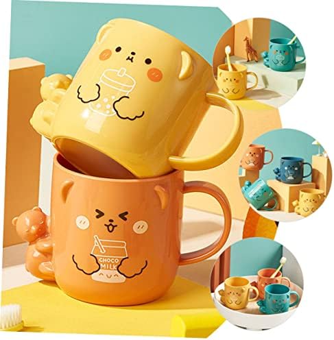 Healifty 2-Piece Funny Cartoon Mouthwash Cup for Kids