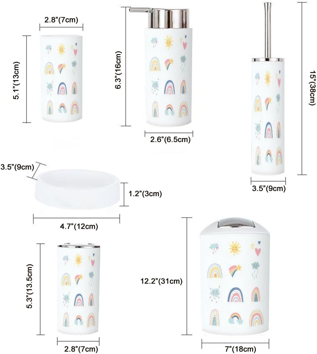 Cute Kids Bathroom Accessory Set 6 Piece
